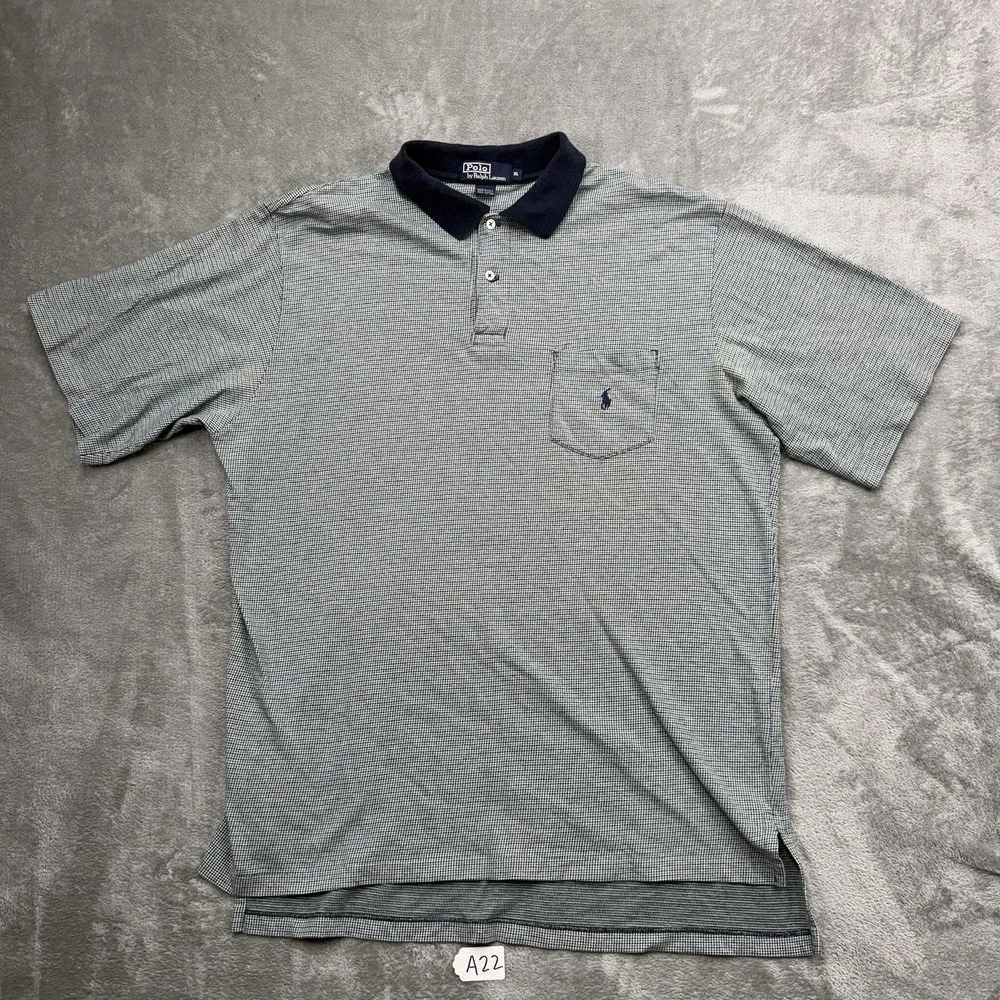 Vintage Ralph Lauren Polo shirt XL Blue Green With pocket